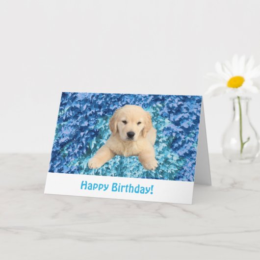 Golden Retriever Welppy Birthday Card Karte (Kleine Pflanze)