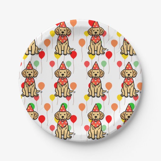 Golden Retriever Welppy Birthday Party Teller (Vorderseite)