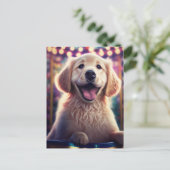 Golden Retriever Welppy im Karneval - Postkarte (Stehend Vorderseite)