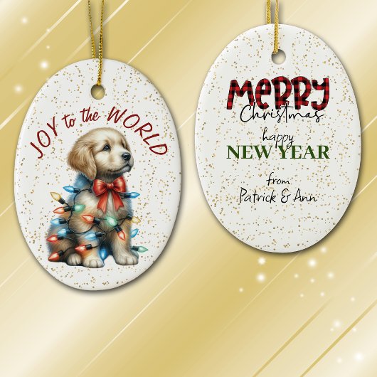 Golden Retriever Welppy Joppy to World Holiday Keramik Ornament