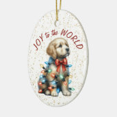 Golden Retriever Welppy Joppy to World Holiday Keramik Ornament (Links)