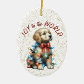 Golden Retriever Welppy Joppy to World Holiday Keramik Ornament (Vorne)
