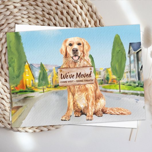 Golden Retriever Weve Moved Dog Moving Card