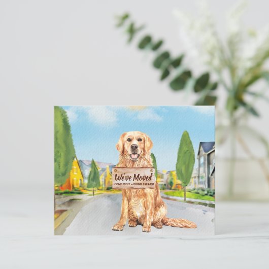 Golden Retriever Weve Moved Dog Moving Card (Stehend Vorderseite)
