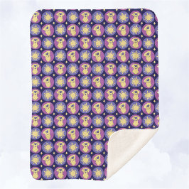 Golden Retriever Whimsical Sun Polka Dot Dark Blue Sherpadecke