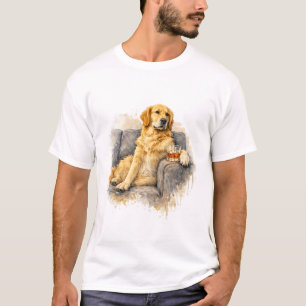 Golden Retriever & Whiskey Wasserfarben T-Shirt