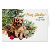 Golden Retriever Wicker Korb Weihnachtsbaum (Vorderseite (Horizontal))