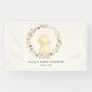 Golden Retriever Wildflower Baby Shower Neutral Banner