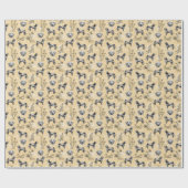 Golden Retriever Wildflower Toile Vintage Geschenkpapier (Flach)