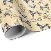 Golden Retriever Wildflower Toile Vintage Geschenkpapier (Rolleneckpunkt)