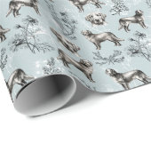 Golden Retriever Wildflower Toile Vintage Geschenkpapier (Rolleneckpunkt)