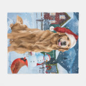 Golden Retriever Winter Wunderland Weihnachtsfreud Fleecedecke (Vorderseite (Horizontal))