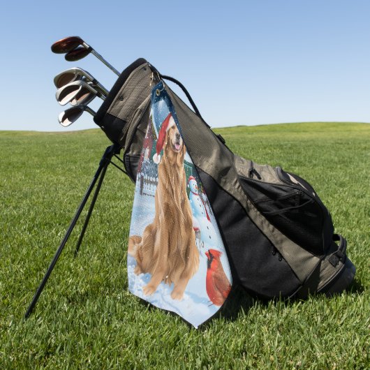 Golden Retriever Winter Wunderland Weihnachtsfreud Golfhandtuch (Gras)