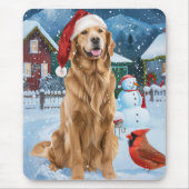 Golden Retriever Winter Wunderland Weihnachtsfreud Mousepad (Vorne)