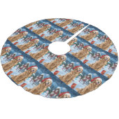 Golden Retriever Winter Wunderland Weihnachtsfreud Polyester Weihnachtsbaumdecke (Schrägansicht)