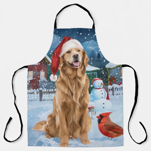 Golden Retriever Winter Wunderland Weihnachtsfreud Schürze (Vorderseite)