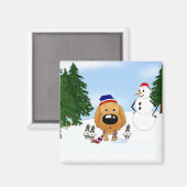 Golden Retriever Winterlandschaft Magnet (Vorderseite/Rückseite)