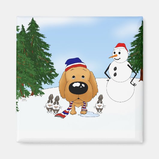 Golden Retriever Winterlandschaft Magnet (Vorne)