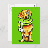 Golden Retriever Wintersportpass Postkarte (Vorne/Hinten)