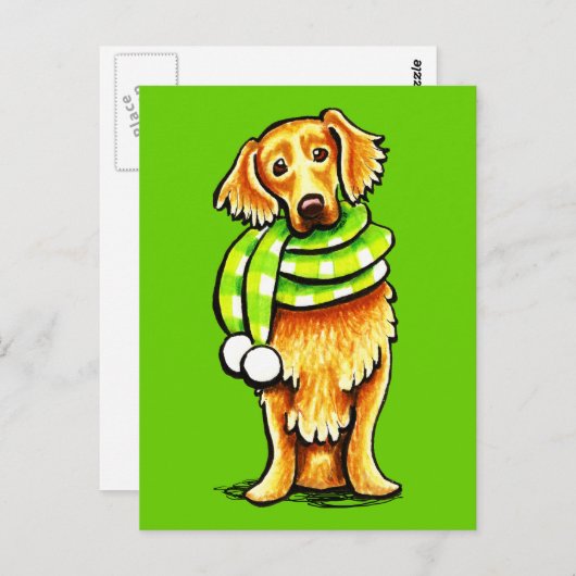 Golden Retriever Wintersportpass Postkarte (Vorne/Hinten)