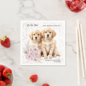 Golden Retriever wir tun zu rosa Blütenhochzeit Serviette (Beispiel)
