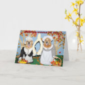 Golden Retriever Wishbone Erntedank Karte (Gelbe Blume)