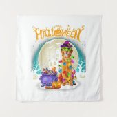 Golden Retriever Witch Costumes  Halloween Lights Wandteppich (Vorderseite)