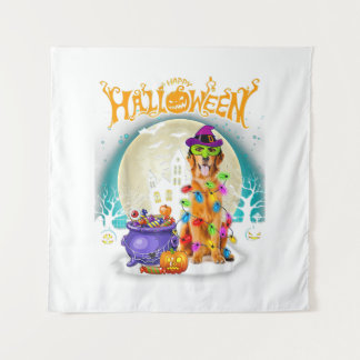 Golden Retriever Witch Costumes  Halloween Lights Wandteppich
