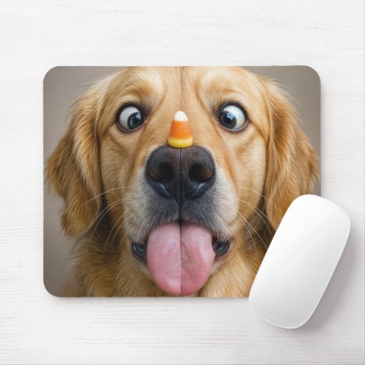 Golden Retriever With Candy Corn Mousepad (Mit Mouse)