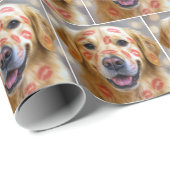 Golden Retriever with Red Lipstick Kisses Geschenkpapier (Rolleneckpunkt)