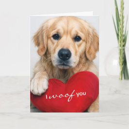 Golden Retriever With Valentine Heart Pillow Karte