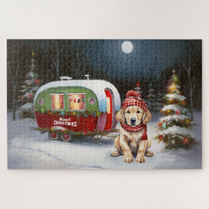 Golden Retriever Wohnwagen Weihnachtsabenteuer Puzzle