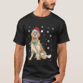 Golden Retriever Wrapped In Christmas Lights Dog T-Shirt (Vorderseite)