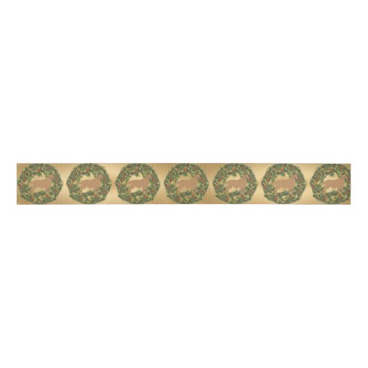 Golden Retriever Wreath Ripsband (Vorderseite)