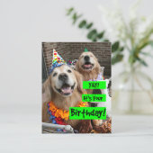 Golden Retriever Yay Ihren Geburtstag Postkarte (Stehend Vorderseite)