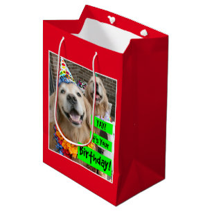 Golden retriever Yay sein Ihr Geburtstag Mittlere Geschenktüte