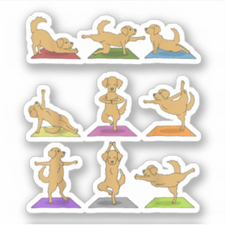 Golden Retriever Yoga T-Shirt Funny Dogs In Yoga P Aufkleber