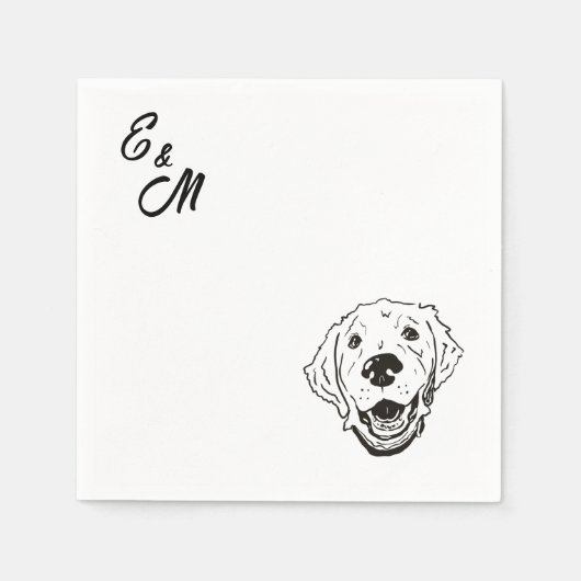 Golden Retriever zeichnend Cocktail Serviette (Vorderseite)