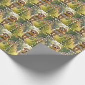 Golden Retriever zu Fuß mit einem Blume-Korb Geschenkpapier (Ecke)