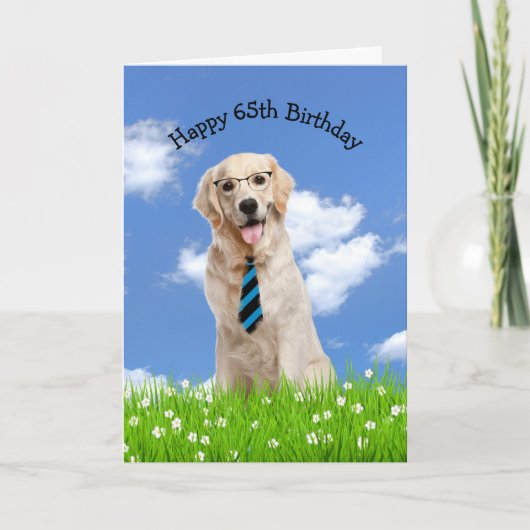 Golden Retriever zum 65. Geburtstag Karte (Vorderseite)