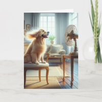 Golden Retriever zum Geburtstag mit Retro-Lüfter