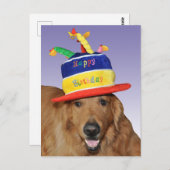 Golden retrievergeburtstagskuchen-Hutpostkarte Postkarte (Vorne/Hinten)