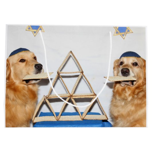 Golden retrievermatzo-Spaß-Passahfest Große Geschenktüte (Rückseite)