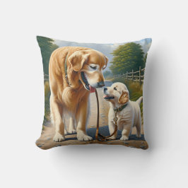 Golden Retrievers an der Leine Kissen