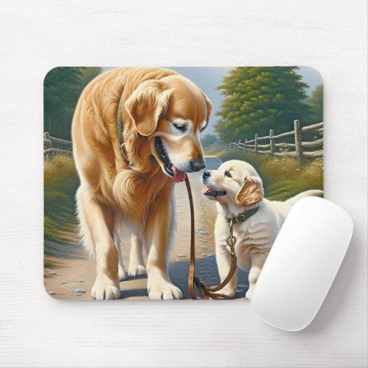 Golden Retrievers an der Leine Mousepad (Mit Mouse)