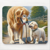 Golden Retrievers an der Leine Mousepad (Vorne)