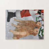 Golden Retrievers Begegnung Weihnachtskarte Puzzle (Horizontal)