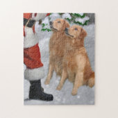 Golden Retrievers Begegnung Weihnachtskarte Puzzle (Vertikal)