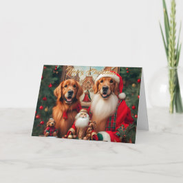 Golden Retrievers Elegante Weihnachtskarte Feiertagskarte