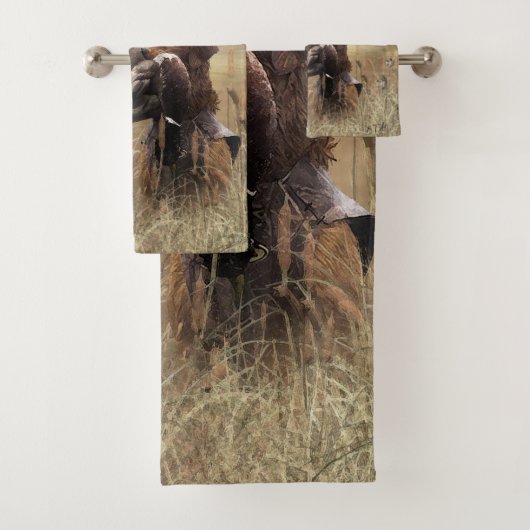 Golden Retrievers , Entenjagd Tapestry Poster C Badhandtuch Set (Insitu)